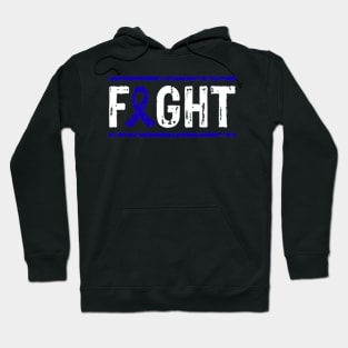 Rectal Cancer Awareness Fight Cancer Blue Ribbon Hoodie